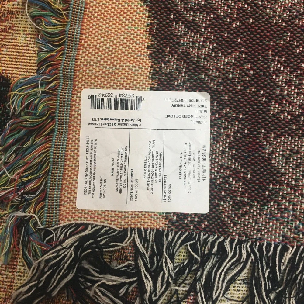 Vintage Large Throw Blanket Messenger Of Love By Mary St Clair NWT 51
